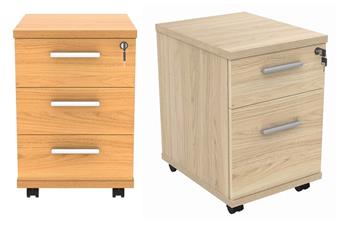 Primus Wooden Under Desk Pedestals - Beech 3-Drawer Pedestal & Oak 2-Drawer Pedestal thumbnail