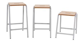 Wooden Top Stools - Beech Top With Chrome Silver Frame thumbnail