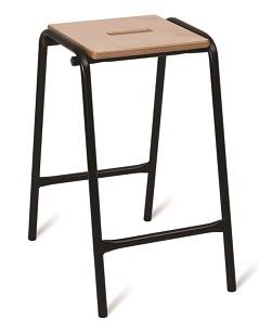 Wooden Top Stool - Beech Top With Handle Hole - Black Frame thumbnail