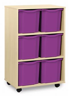 Wooden 6 Quad Tray Modilbe Storage Unit - Purple Trays thumbnail