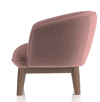 Lulu Accent Chair Side View In Soft Rose Fabric thumbnail