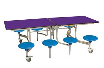 8 Seat Rectangular Table -  Purple/Blue Poly Seats thumbnail