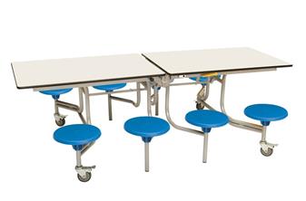 8 Seat Rectangular Table -  White/Blue Poly Seats thumbnail