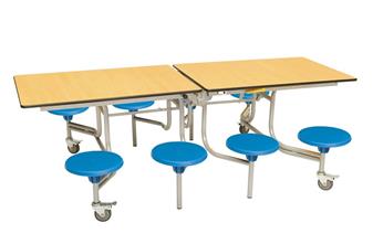 8 Seat Rectangular Table -  Azure/Blue Poly Seats thumbnail