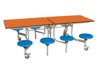 8 Seat Rectangular Table -  Orange/Blue Poly Seats thumbnail