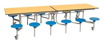 12 Seater Rectangular Mobile Table Maple/Blue thumbnail