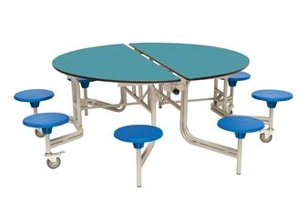 8 Seat Round Mobile Folding Table Azure/Blue Seats thumbnail