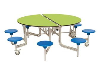 8 Seat Round Mobile Folding Table Lime/Blue Seats thumbnail