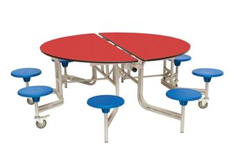 8 Seat Round Mobile Folding Table Red/Blue Seats thumbnail
