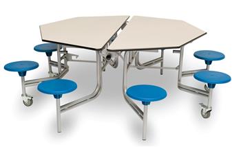 Octagonal Mobile Folding Dining Table Grey/FleckBlue - 8 Seats thumbnail
