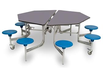 Octagonal Mobile Folding Dining Table Blue-Grey/Blue - 8 Seats thumbnail
