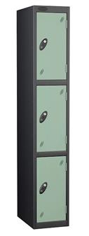 3 Door Steel Locker - Black Carcass & Jade Doors thumbnail