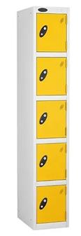 5 Door Steel Locker - White Carcass & Yellow Doors thumbnail