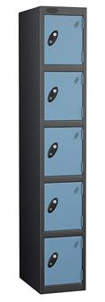 5 Door Steel Locker - Black Carcass & Ocean Doors thumbnail