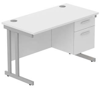 Artic White Silver Legs 3 Drawer Pedestal thumbnail