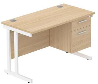 Norwegian Oak White Legs 2 Drawer Pedestal thumbnail