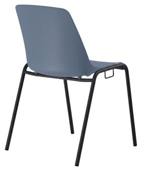 Uno 4 Leg Chair Blue Shell Black Frame - Back View thumbnail