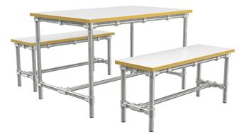 Scaffold Dining Bench Set - White Top/Yellow PVC Edge thumbnail