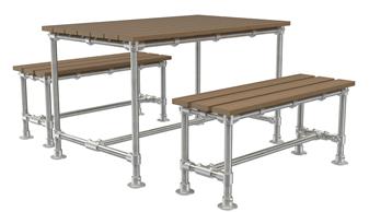 Scaffold Outdoor Dining Bench Set 1200mm Wide thumbnail