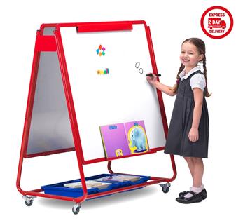 Early Years Double Sided Storage Easel - Red Frame /Blue Trays thumbnail