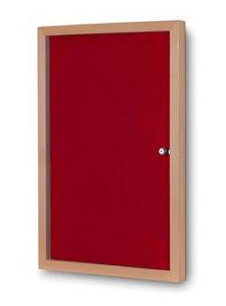 Recycled Tamperproof Noticeboard - Red Felt Light Wood Frame thumbnail