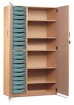Part-Filled Storage Cupboard 20 Trays Full Doors Metal Blue Trays thumbnail