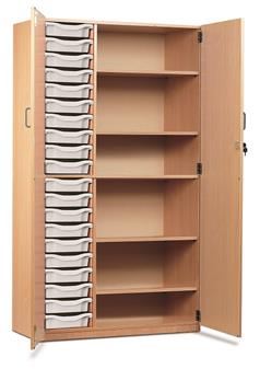 Part-Filled Storage Cupboard 20 Trays Full Doors White Trays thumbnail