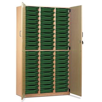 Tray Storage Cupboard 60 Trays + Doors Green Trays thumbnail