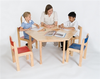 Blue / Natural Wood Stacking Classroom Chair thumbnail