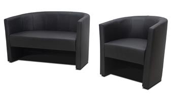 Single & Double Tub Reception Chairs In Black Faux Leather thumbnail