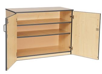 Coloured Edge Wooden Storage Cupboard 768mm High - Grey Edging 2 Adjustable Shelves thumbnail