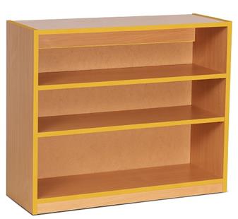 Coloured Edge Wooden Open Bookcase Storage 750mm High - Yellow Edging thumbnail