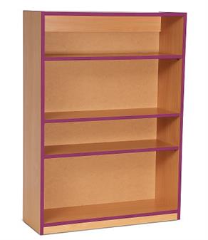 Coloured Edge Wooden Open Bookcase Storage 1250mm High - Purple Edging thumbnail