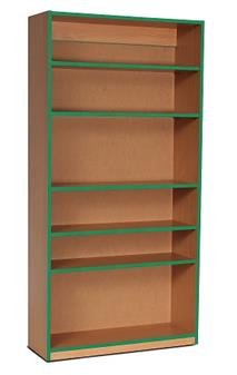 Coloured Edge Wooden Open Bookcase Storage 1800mm High - Green Edging thumbnail