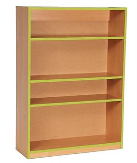 Coloured Edge Wooden Open Bookcase Storage 1250mm High - Lime Edging thumbnail