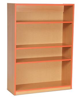 Coloured Edge Wooden Open Bookcase Storage 1250mm High - Tangerine Edging thumbnail