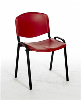 Flipper Plastic Stacking Chair - Red With Black Frame thumbnail