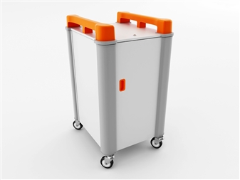 10 Port Laptop Recharging Storage Trolley - Vertical Storage - Orange