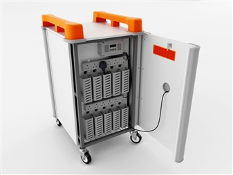 10 Port Laptop Recharging Storage Trolley - Vertical Storage - Back Open