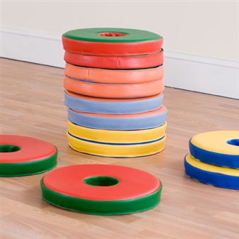 Set Of 12 Bi-Colour Donut Cushions