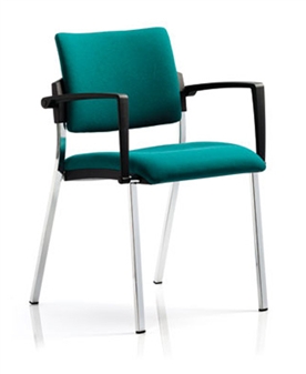 Viscount Stacking Chair - Vinyl - Chrome Frame With Arms