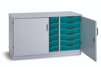 Premium Tray Storage Cupboard 24 Trays - Grey