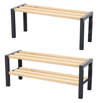 Wooden Cloakroom Benches - Single Sided (Showing With & Without Shoerack)