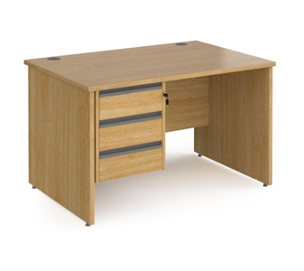 1200mm Contract Panel End Rectangular Desk With 3 Drawer Pedestal - OAK