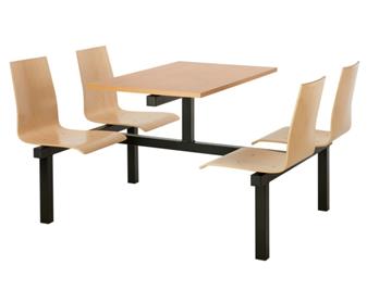 SD1 Fast Food Unit - 4-Seater, Access Both Sides, Beech Table
