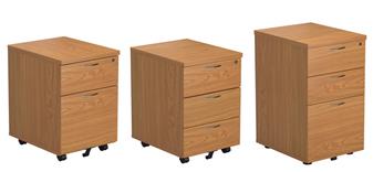 Under Desk Pedestals (2-Drawer, 3-Drawer & Tall 3-Drawer) - Oak
