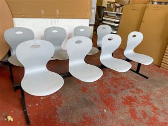 Landon 4 Seater Beam Grey Poly Seat Black Beam