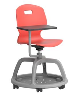 Arc Community Chair With Writing Tablet - Coral