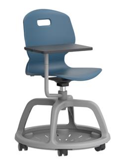 Arc Community Chair With Writing Tablet - Steel Blue