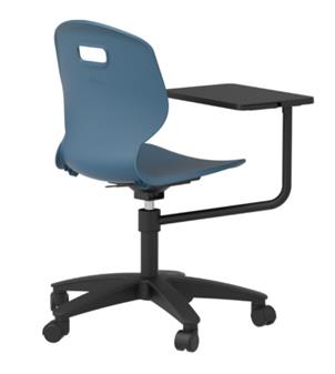 Arc Swivel Chair With Writing Tablet - Blue Steel